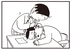 【無料漫画】かりあげクン(329)3月は毎日配信!「頭が重い」「ビニールハウス」八百屋できゅうりに頬ずりをしているワケは?/植田まさし 3