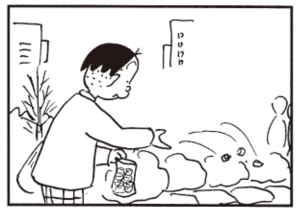 【無料漫画】かりあげクン(312)「エサ」「ハンガー」公園の鯉にあげるためにお麩を買ったけど?/植田まさし 3