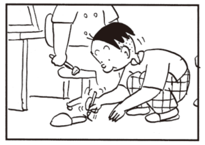 【無料漫画】かりあげクン(537)10月も毎日配信!「洞窟探検」「右側」病気の確認のために叩いているけど?/植田まさし 15
