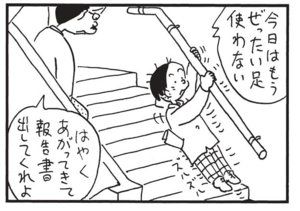 今日はもうぜったい足使わない はやくあがってきて報告書出してくれよ